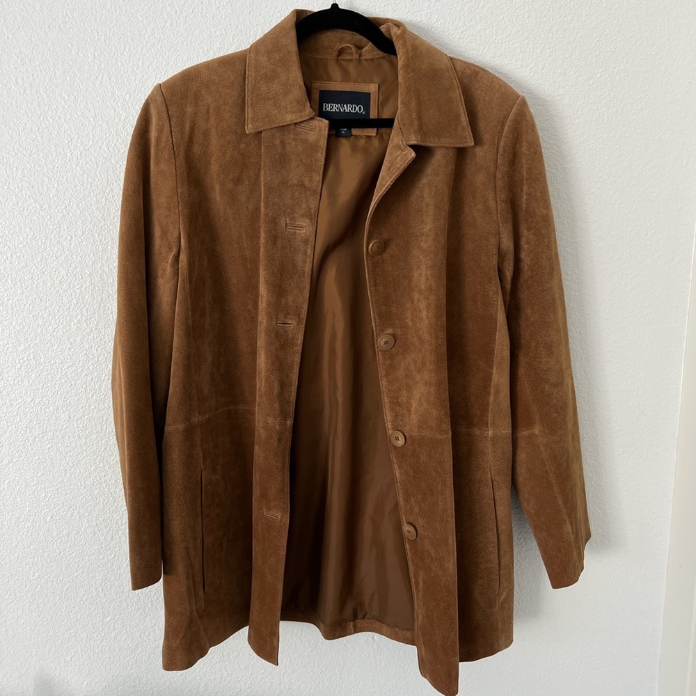 Vintage Bernardo Brown Genuine Leather‎ Lining Suede Coat
